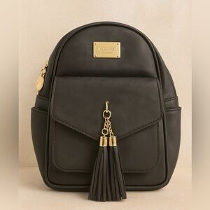 Elegant Black Backpack with Gold Details